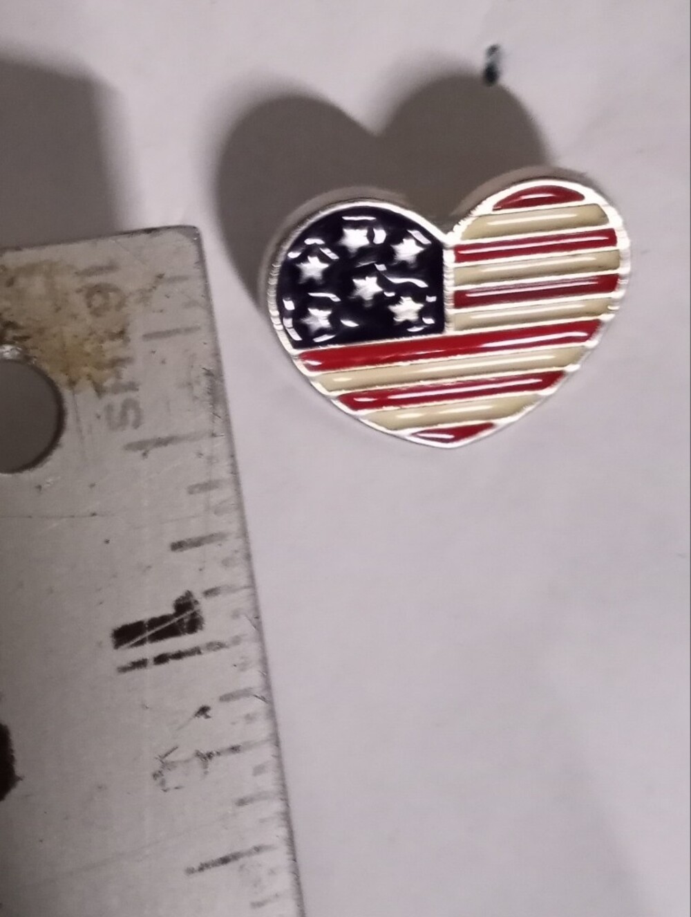 Heart-Shaped American Flag Enamel Pin - Red, White, Blue